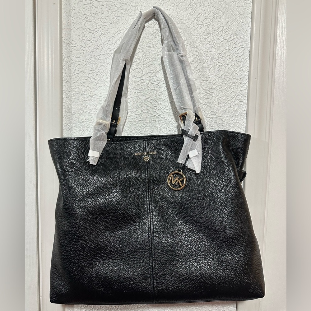 Michael Kors “Lenox” Black Leather Large Tote Bag (newer version)